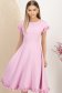 Rochie din stofa elastica roz-deschis midi in clos cu volanase - StarShinerS 1 - StarShinerS.ro