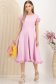 Rochie din stofa elastica roz-deschis midi in clos cu volanase - StarShinerS 2 - StarShinerS.ro
