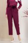 Pantaloni lungi din stofa elastica zmeura cu elastic in talie si cordon detasabil cu floare maxi 1 - StarShinerS.ro