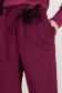 Pantaloni lungi din stofa elastica zmeura cu elastic in talie si cordon detasabil cu floare maxi 5 - StarShinerS.ro