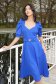 Rochie din stofa elastica cu sclipici albastra midi in clos cu maneci bufante - StarShinerS 3 - StarShinerS.ro