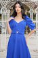 Rochie din stofa elastica cu sclipici albastra midi in clos cu maneci bufante - StarShinerS 4 - StarShinerS.ro