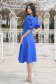 Rochie din stofa elastica cu sclipici albastra midi in clos cu maneci bufante - StarShinerS 2 - StarShinerS.ro