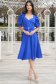 Rochie din stofa elastica cu sclipici albastra midi in clos cu maneci bufante - StarShinerS 5 - StarShinerS.ro