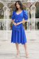 Rochie din stofa elastica cu sclipici albastra midi in clos cu maneci bufante - StarShinerS 6 - StarShinerS.ro