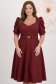 Rochie din stofa elastica cu sclipici visinie midi in clos cu maneci bufante - StarShinerS 1 - StarShinerS.ro
