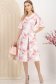 Rochie din stofa elastica roz midi in clos cu buzunare si imprimeu floral 3 - StarShinerS.ro