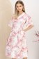 Rochie din stofa elastica roz midi in clos cu buzunare si imprimeu floral 1 - StarShinerS.ro