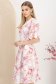 Rochie din stofa elastica roz midi in clos cu buzunare si imprimeu floral 2 - StarShinerS.ro