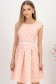 Rochie cu buline din stofa elastica corai in clos cu accesoriu tip curea 1 - StarShinerS.ro