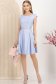 Rochie cu buline din stofa elastica albastru-deschis in clos cu accesoriu tip curea 1 - StarShinerS.ro