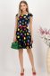 Rochie cu buline din stofa elastica bleumarin in clos cu accesoriu tip curea 3 - StarShinerS.ro
