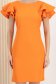 Rochie din stofa elastica portocalie cu un croi drept si volanase la maneca - StarShinerS 4 - StarShinerS.ro