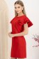 Rochie din stofa elastica rosie cu un croi drept si volanase la maneca - StarShinerS 2 - StarShinerS.ro