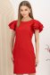 Rochie din stofa elastica rosie cu un croi drept si volanase la maneca - StarShinerS 1 - StarShinerS.ro
