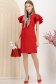 Rochie din stofa elastica rosie cu un croi drept si volanase la maneca - StarShinerS 3 - StarShinerS.ro