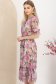 Rochie din voal roz midi in clos cu elastic in talie imprimata floral 2 - StarShinerS.ro