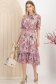Rochie din voal roz midi in clos cu elastic in talie imprimata floral 3 - StarShinerS.ro