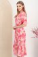 Rochie din voal roz midi in clos cu elastic in talie imprimata floral 2 - StarShinerS.ro