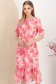 Rochie din voal roz midi in clos cu elastic in talie imprimata floral 1 - StarShinerS.ro