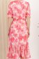 Rochie din voal roz midi in clos cu elastic in talie imprimata floral 5 - StarShinerS.ro