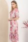 Rochie din voal roz-deschis midi in clos cu elastic in talie imprimata floral 3 - StarShinerS.ro