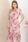 Rochie din voal roz-deschis midi in clos cu elastic in talie imprimata floral 2 - StarShinerS.ro