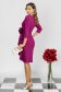 Rochie din stofa elastica mov pana la genunchi tip creion accesorizata cu brosa si volanas 2 - StarShinerS.ro