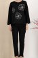 Trening din bumbac negru cu croi larg si elastic in talie cu detalii florale brodate 4 - StarShinerS.ro