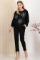 Trening din bumbac negru cu croi larg si elastic in talie cu detalii florale brodate 3 - StarShinerS.ro
