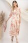 Rochie din voal roz midi in clos cu elastic in talie si accesoriu tip curea 3 - StarShinerS.ro