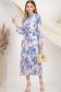 Rochie plisata din voal albastra midi in clos cu elastic in talie si accesoriu tip curea 3 - StarShinerS.ro