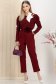Bluza dama din crep visinie cu croi larg si decupaj frontal accesorizat cu esarfa 3 - StarShinerS.ro