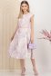 Rochie din stofa elastica roz pudra midi in clos cu accesoriu tip curea si buzunare laterale 3 - StarShinerS.ro