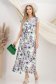 Rochie tip camasa din in multicolora maxi accesorizata cu cordon si imprimeu floral 1 - StarShinerS.ro