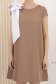 Rochie din stofa elastica mocha scurta cu croi larg accesorizata cu brosa fundita 3D - StarShinerS 4 - StarShinerS.ro