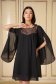 Rochie din voal si paiete neagra scurta cu croi larg si maneci tip fluture - StarShinerS 1 - StarShinerS.ro