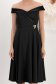 Rochie din tafta elastica satinata neagra midi in clos cu umeri goi accesorizata cu brosa - StarShinerS 5 - StarShinerS.ro