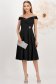 Rochie din tafta elastica satinata neagra midi in clos cu umeri goi accesorizata cu brosa - StarShinerS 4 - StarShinerS.ro