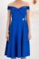 Rochie din tafta elastica satinata albastra midi in clos cu umeri goi accesorizata cu brosa - StarShinerS 4 - StarShinerS.ro
