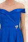 Rochie din tafta elastica satinata albastra midi in clos cu umeri goi accesorizata cu brosa - StarShinerS 6 - StarShinerS.ro
