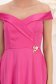 Rochie din tafta elastica satinata fuchsia midi in clos cu umeri goi accesorizata cu brosa - StarShinerS 6 - StarShinerS.ro