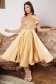 Rochie din tafta elastica satinata si paiete aurie midi in clos accesorizata cu brosa maxi - StarShinerS 3 - StarShinerS.ro