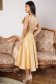 Rochie din tafta elastica satinata si paiete aurie midi in clos accesorizata cu brosa maxi - StarShinerS 4 - StarShinerS.ro