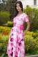 Rochie din stofa elastica roz midi in clos accesorizata cu cordon si buzunare laterale 1 - StarShinerS.ro