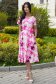 Rochie din stofa elastica roz midi in clos accesorizata cu cordon si buzunare laterale 3 - StarShinerS.ro