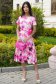 Rochie din stofa elastica roz midi in clos accesorizata cu cordon si buzunare laterale 5 - StarShinerS.ro