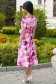 Rochie din stofa elastica roz midi in clos accesorizata cu cordon si buzunare laterale 4 - StarShinerS.ro
