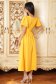 Rochie din stofa elastica galbena midi in clos cu maneci bufante si aplicatii stralucitoare - StarShinerS 3 - StarShinerS.ro