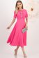 Rochie din stofa elastica roz midi in clos accesorizata cu fundite si pietre strass - StarShinerS 1 - StarShinerS.ro